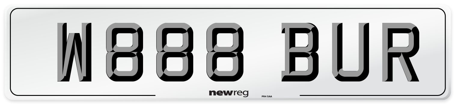 W888 BUR Front Number Plate