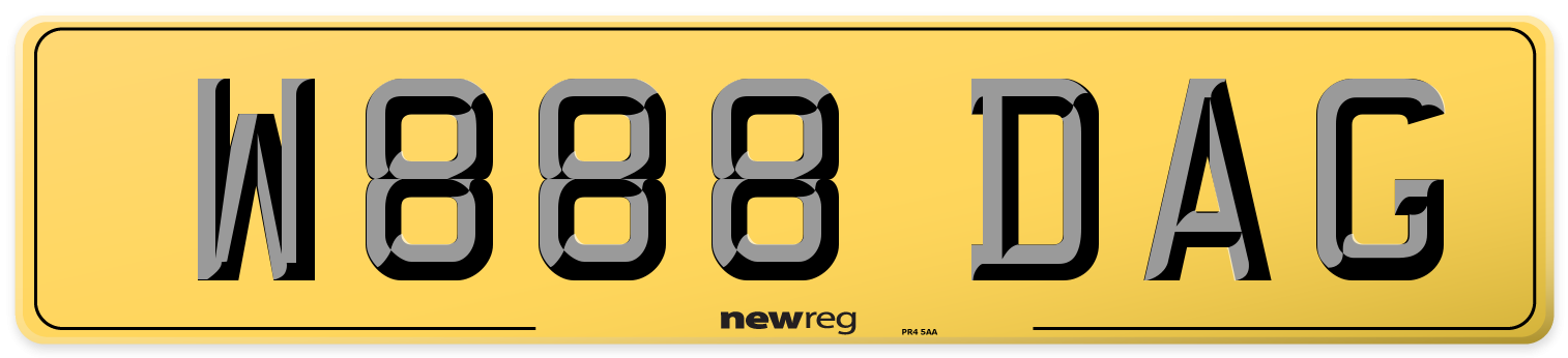 W888 DAG Rear Number Plate