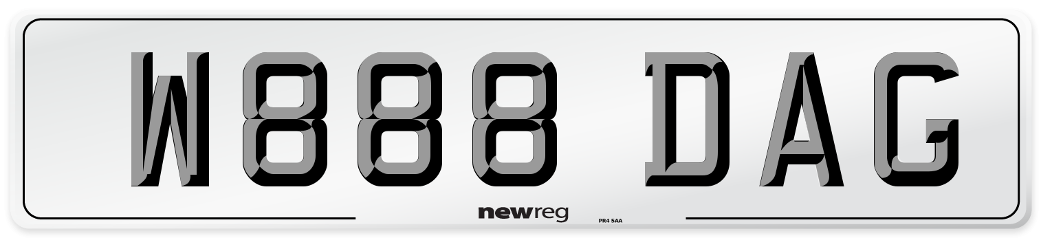 W888 DAG Front Number Plate