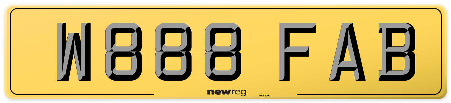 W888 FAB Rear Number Plate
