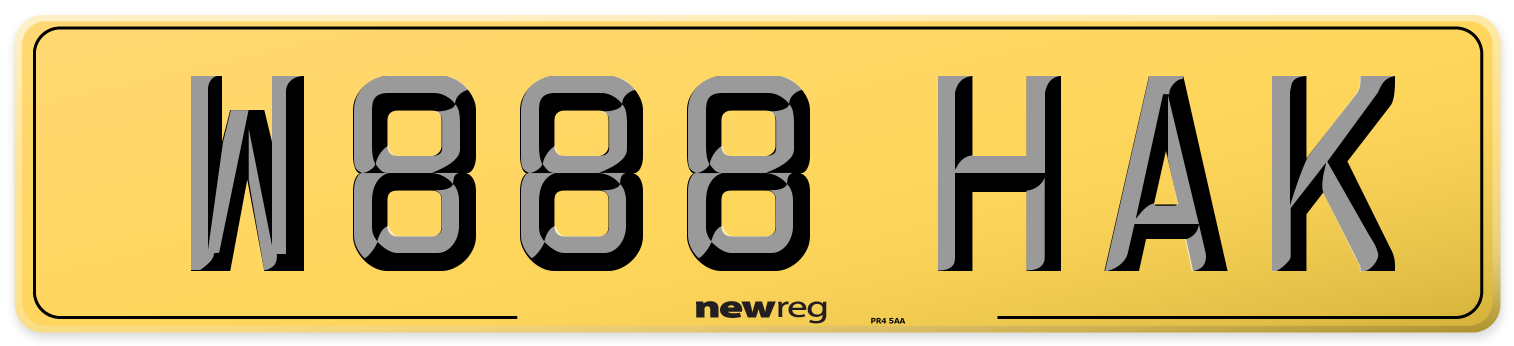W888 HAK Rear Number Plate