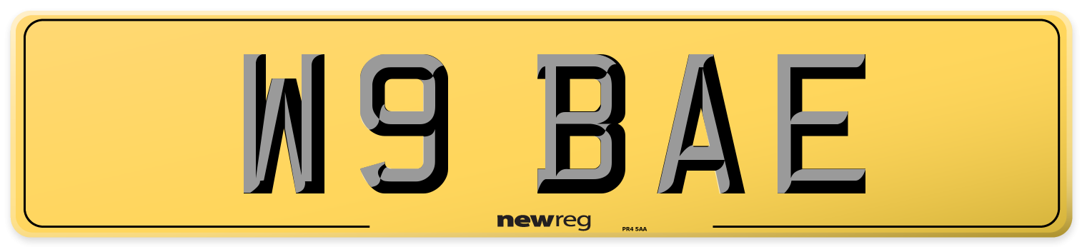 W9 BAE Rear Number Plate