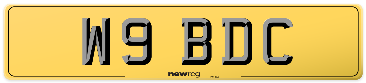 W9 BDC Rear Number Plate