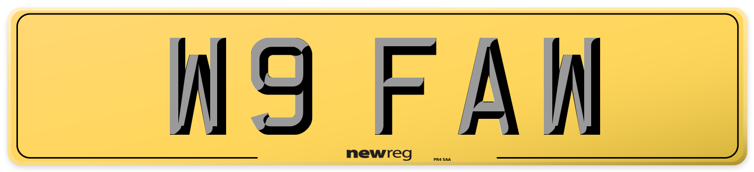 W9 FAW Rear Number Plate