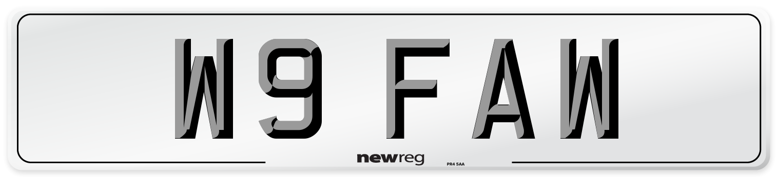 W9 FAW Front Number Plate