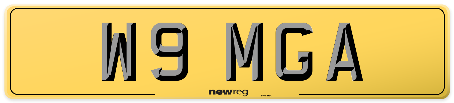 W9 MGA Rear Number Plate