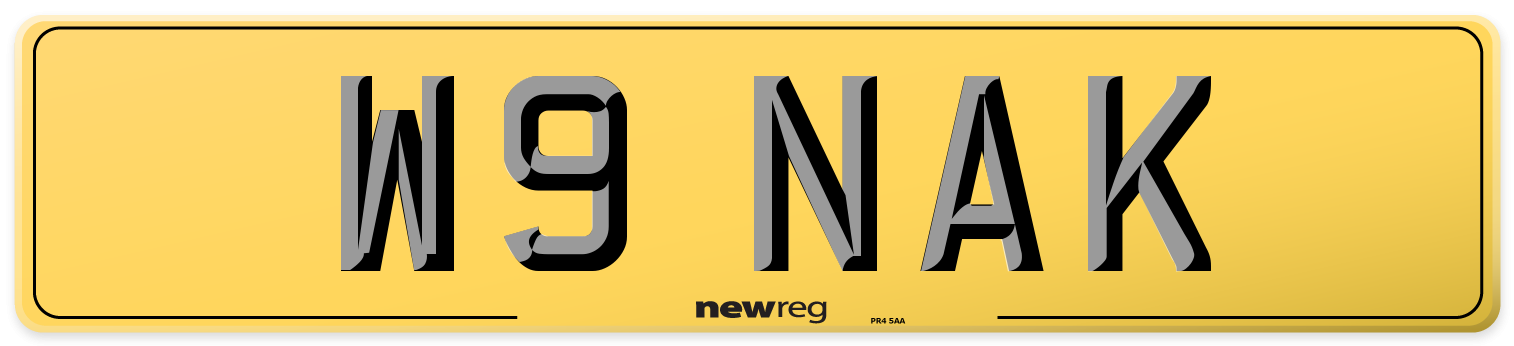 W9 NAK Rear Number Plate