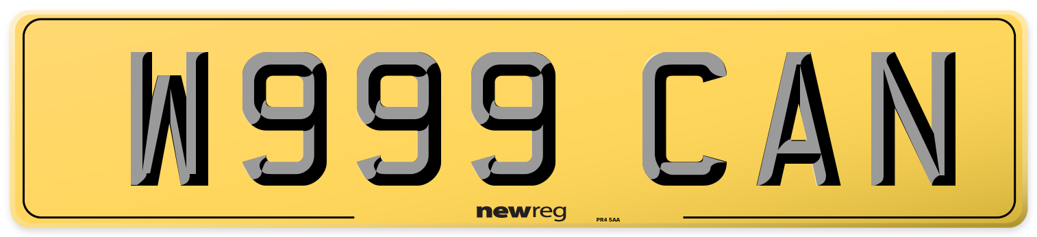 W999 CAN Rear Number Plate