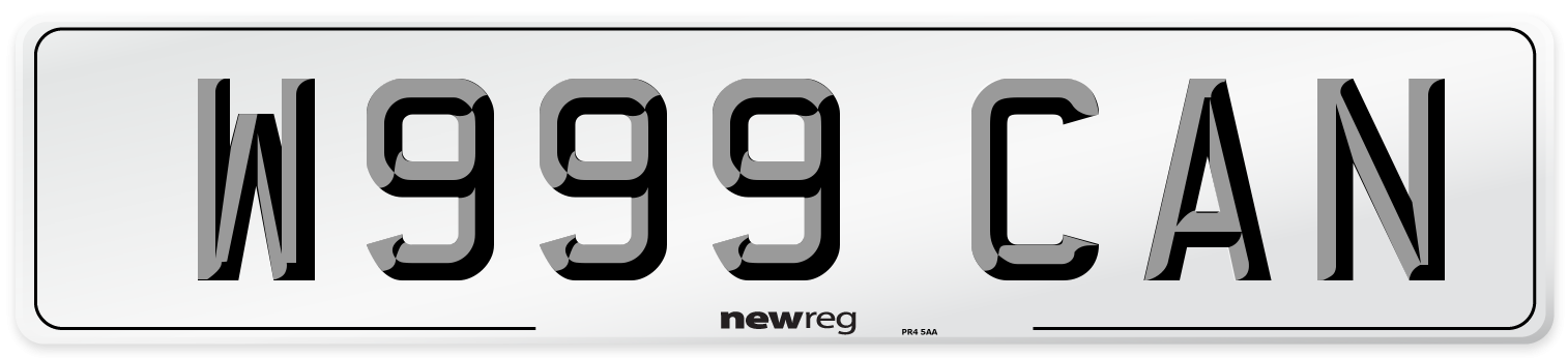 W999 CAN Front Number Plate