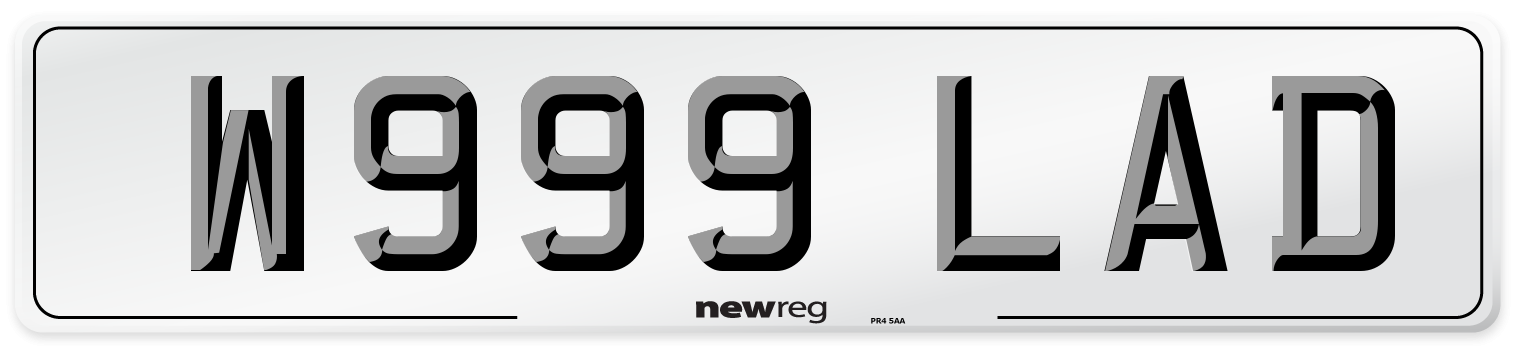 W999 LAD Front Number Plate