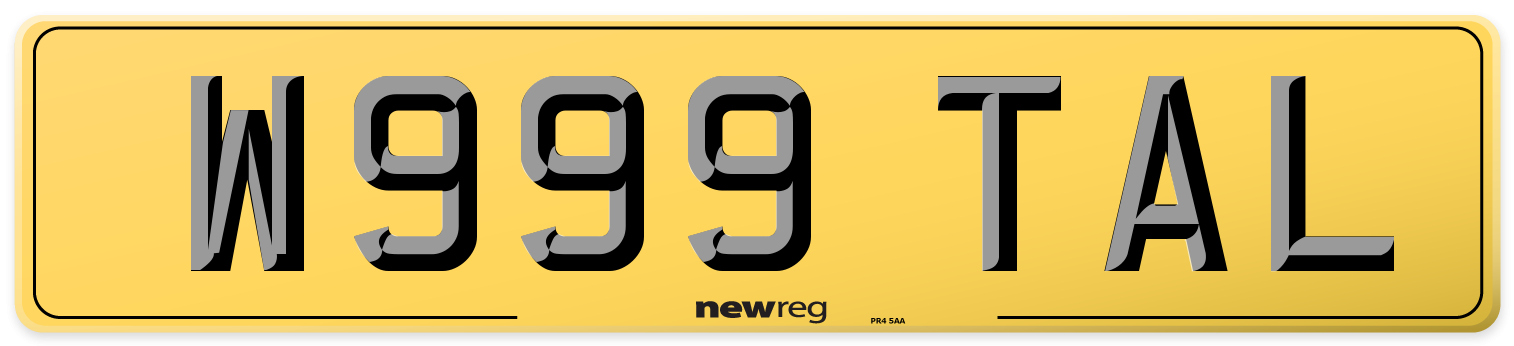 W999 TAL Rear Number Plate
