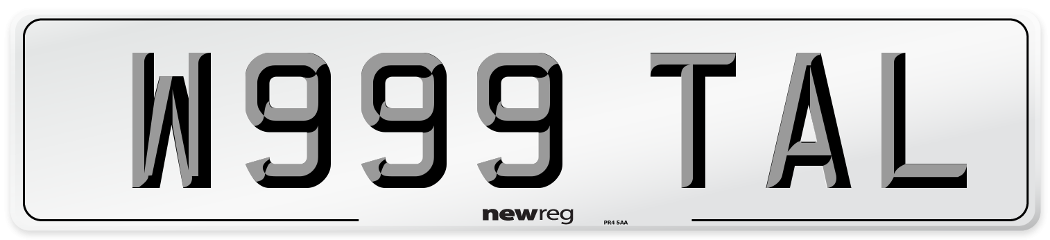 W999 TAL Front Number Plate