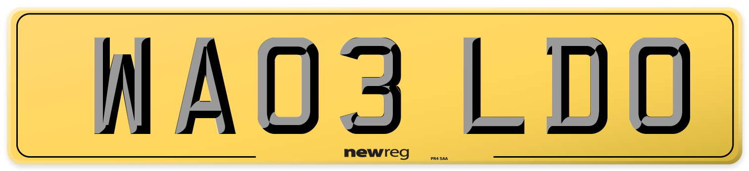 WA03 LDO Rear Number Plate