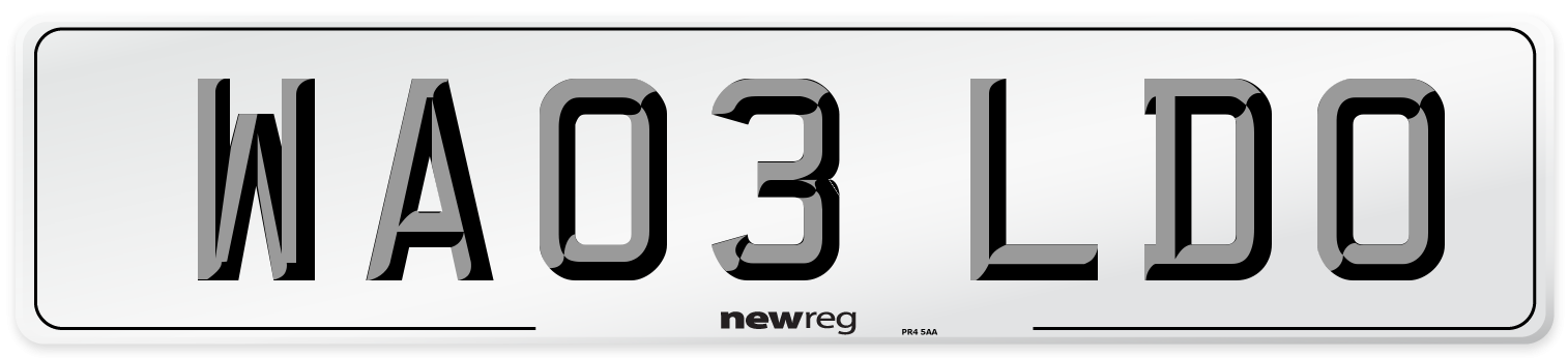 WA03 LDO Front Number Plate