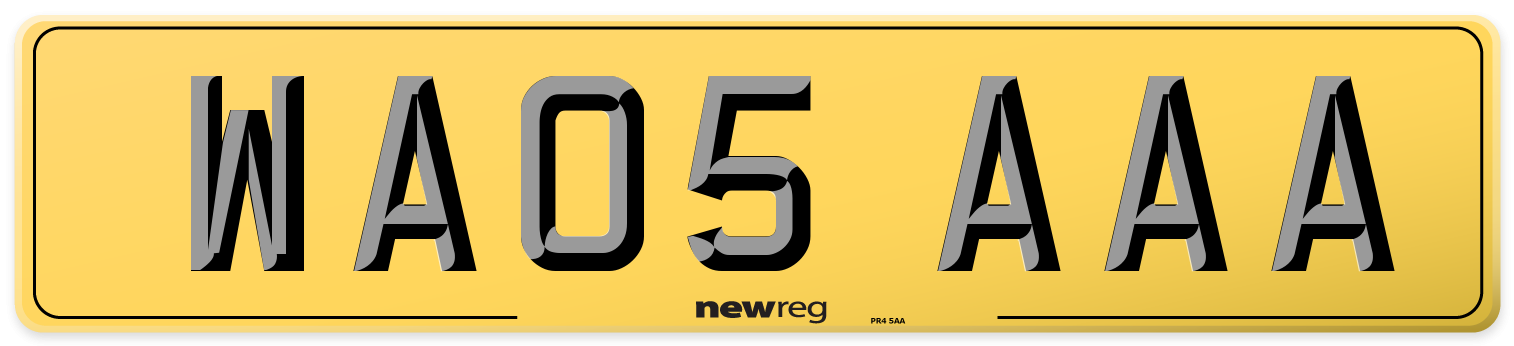 WA05 AAA Rear Number Plate