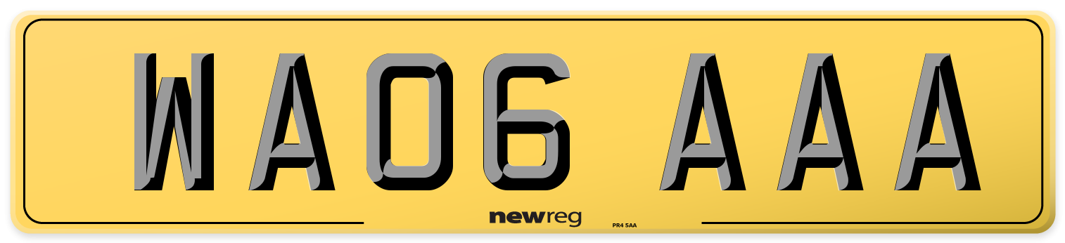 WA06 AAA Rear Number Plate