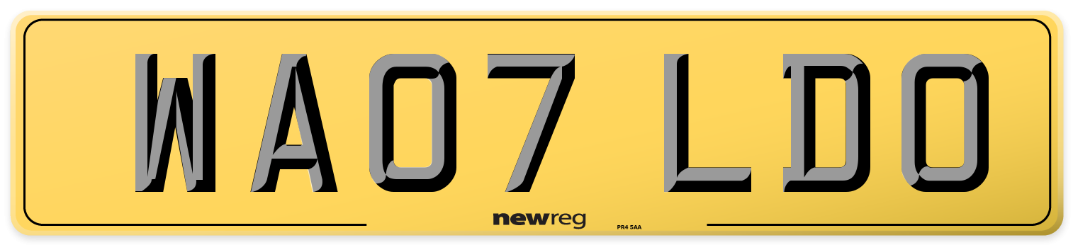 WA07 LDO Rear Number Plate