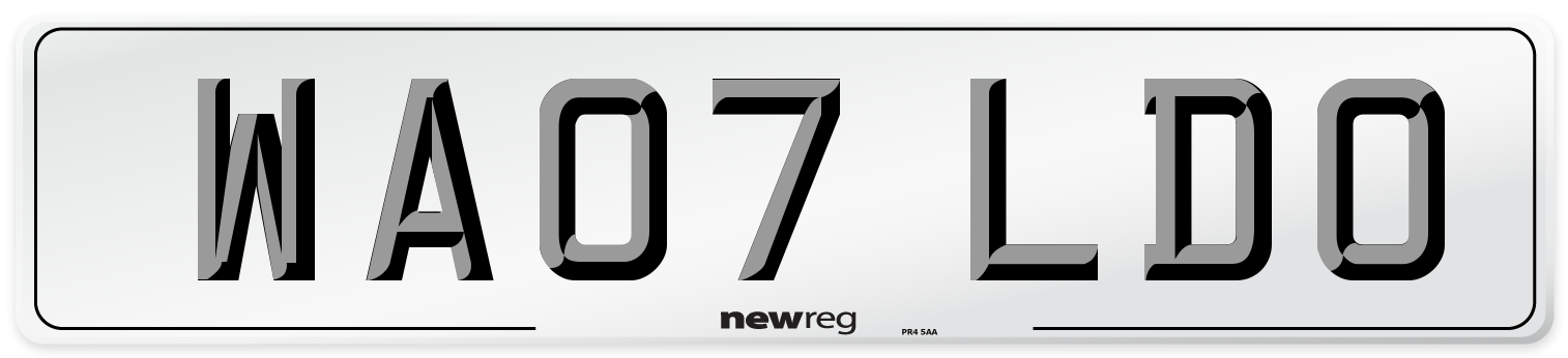 WA07 LDO Front Number Plate