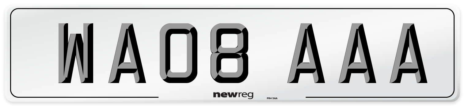 WA08 AAA Front Number Plate
