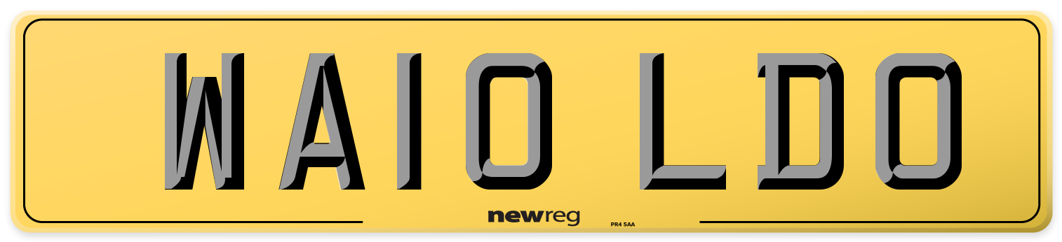 WA10 LDO Rear Number Plate