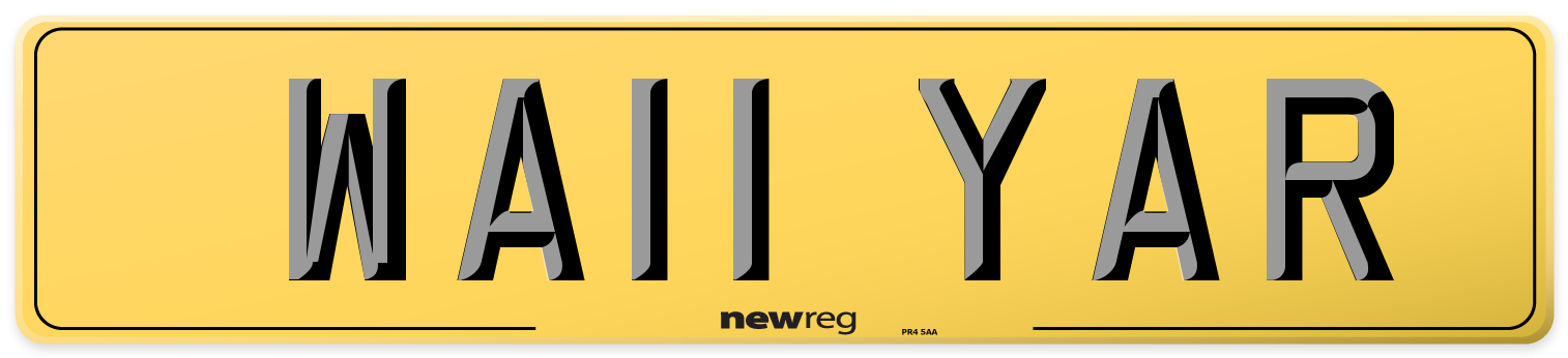 WA11 YAR Rear Number Plate