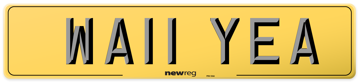 WA11 YEA Rear Number Plate