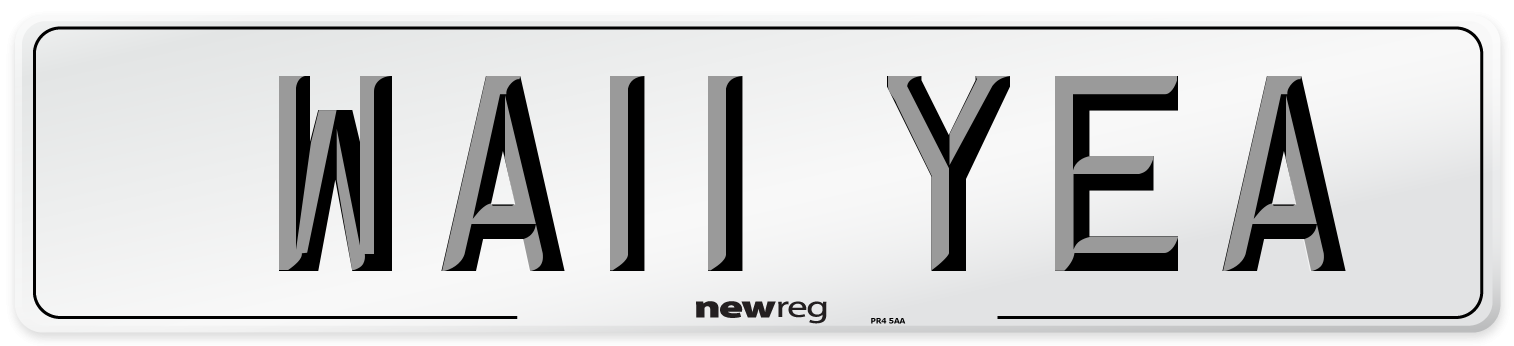 WA11 YEA Front Number Plate