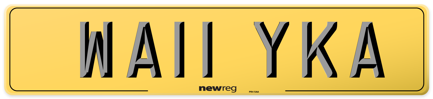 WA11 YKA Rear Number Plate