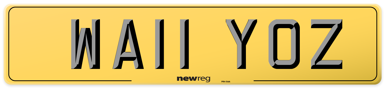 WA11 YOZ Rear Number Plate