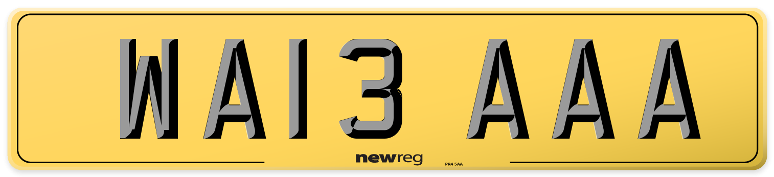 WA13 AAA Rear Number Plate