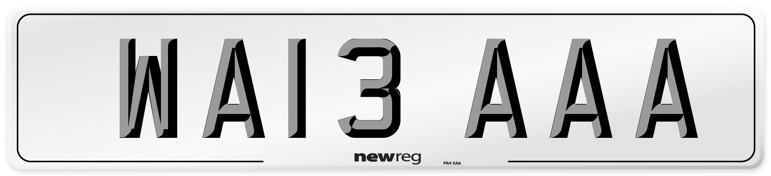 WA13 AAA Front Number Plate