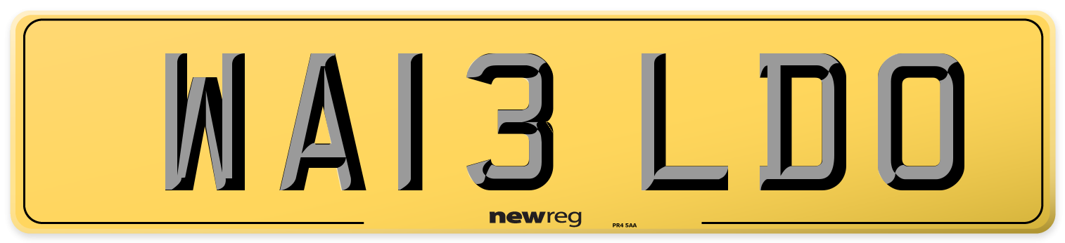 WA13 LDO Rear Number Plate