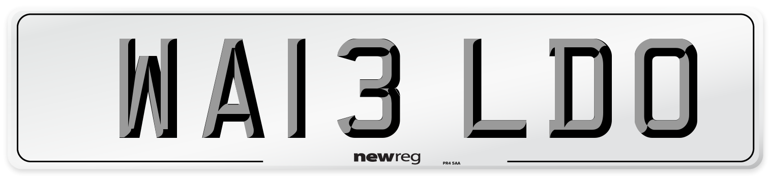 WA13 LDO Front Number Plate