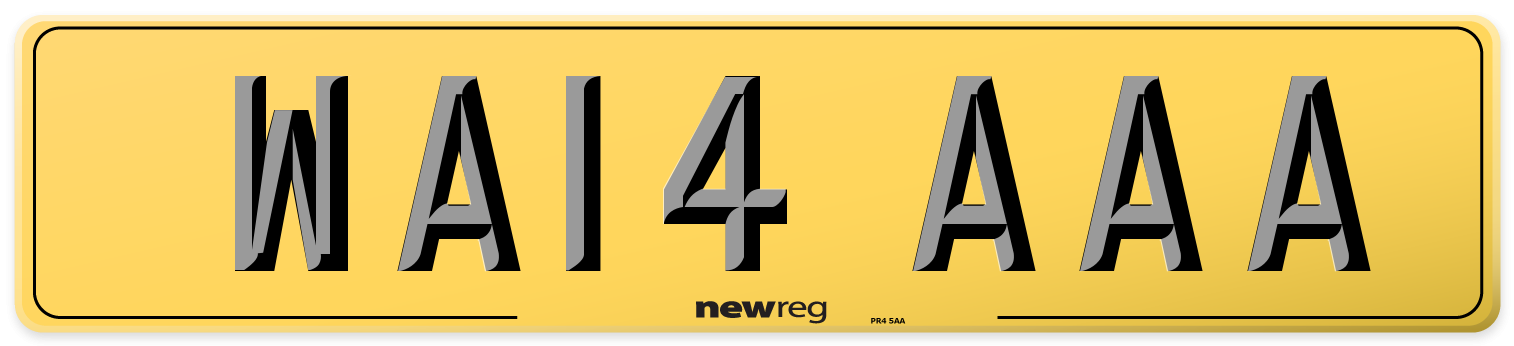 WA14 AAA Rear Number Plate