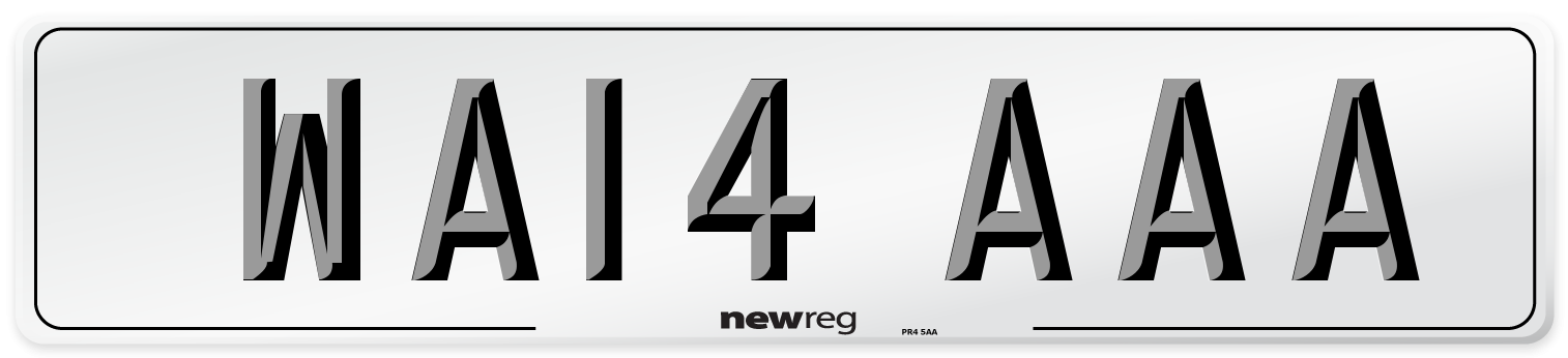WA14 AAA Front Number Plate