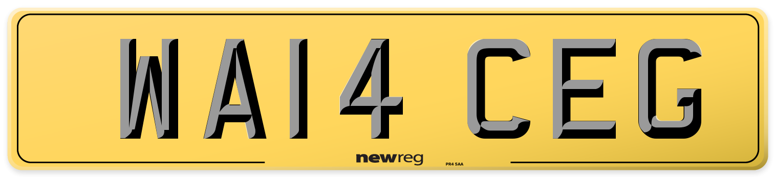 WA14 CEG Rear Number Plate
