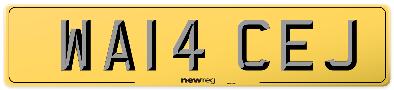 WA14 CEJ Rear Number Plate
