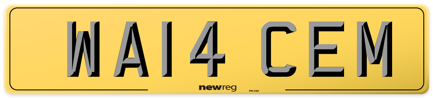 WA14 CEM Rear Number Plate