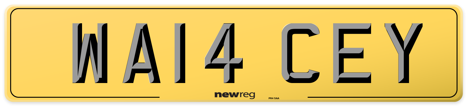 WA14 CEY Rear Number Plate