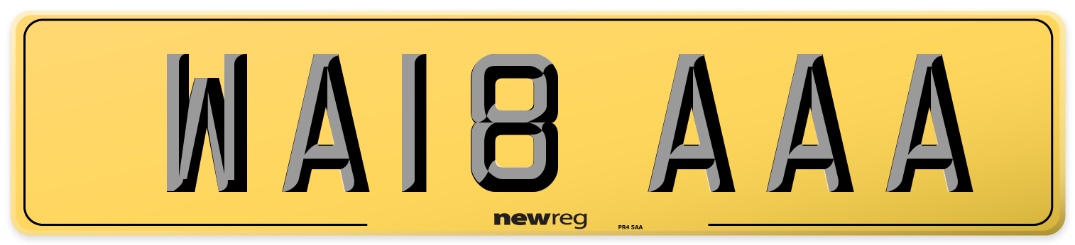 WA18 AAA Rear Number Plate