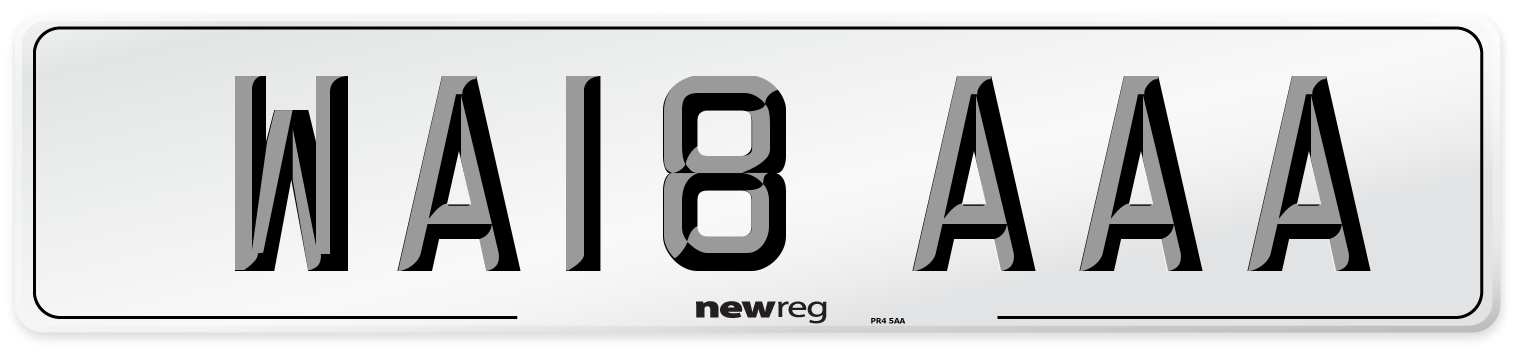 WA18 AAA Front Number Plate