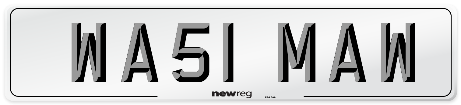 WA51 MAW Front Number Plate