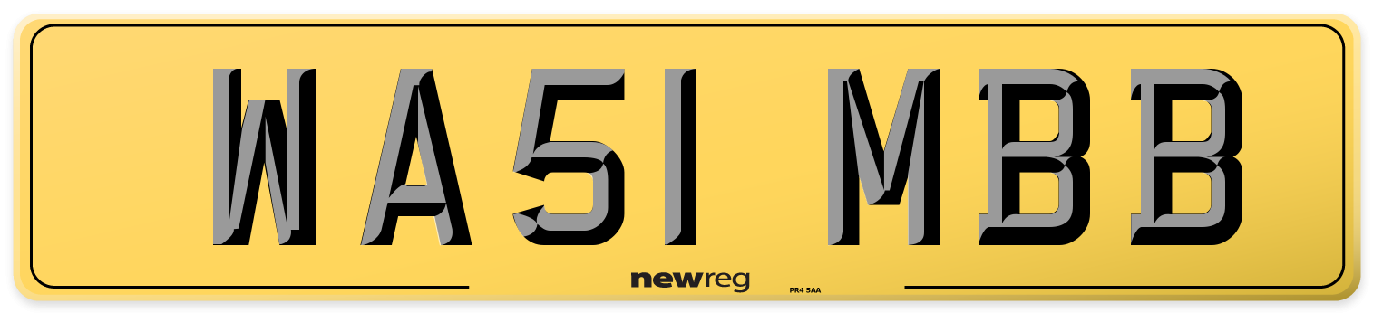 WA51 MBB Rear Number Plate