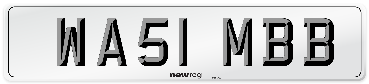 WA51 MBB Front Number Plate