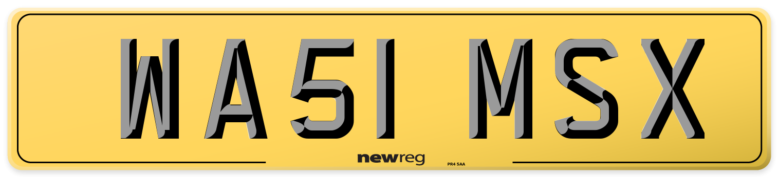 WA51 MSX Rear Number Plate