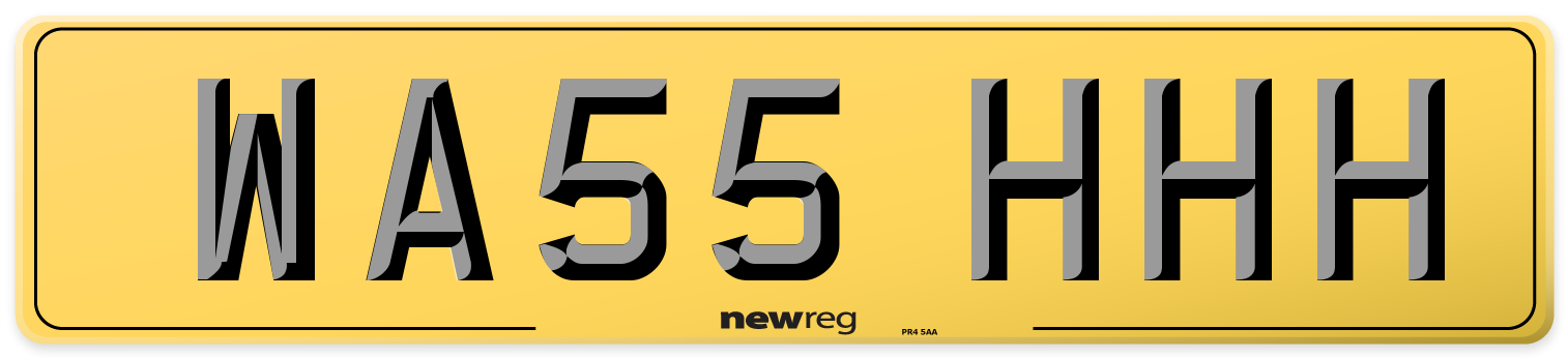 WA55 HHH Rear Number Plate