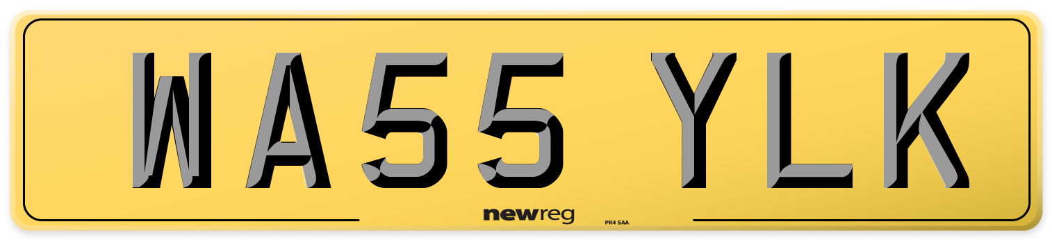 WA55 YLK Rear Number Plate