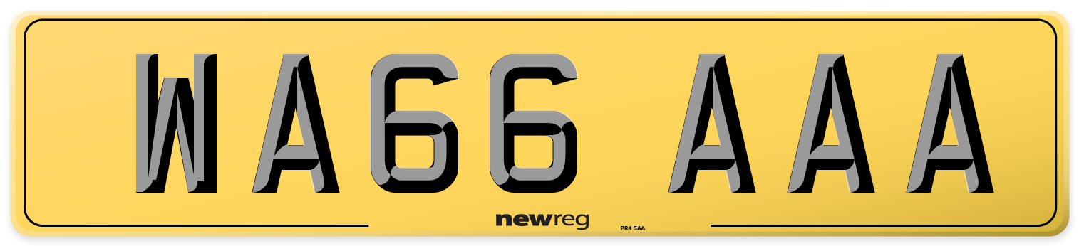 WA66 AAA Rear Number Plate