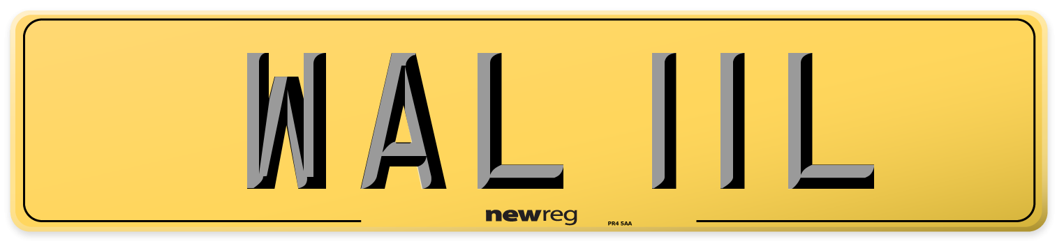 WAL 11L Rear Number Plate