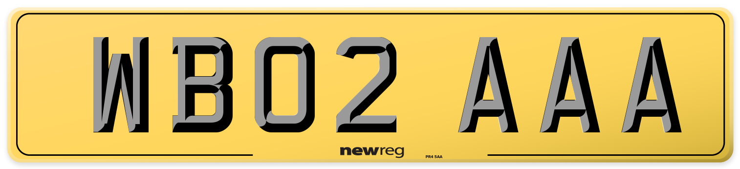 WB02 AAA Rear Number Plate